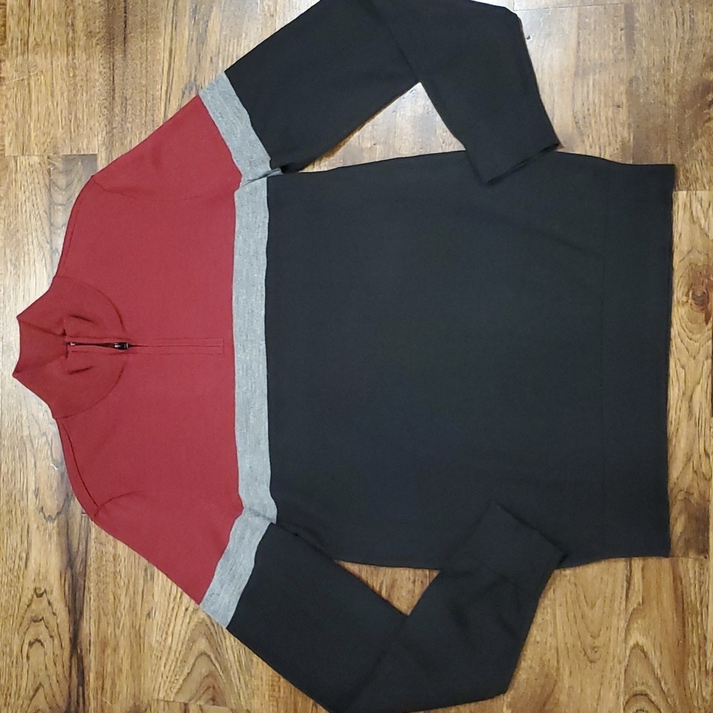 Mens Express black & red Merino Wool blend sweater size M